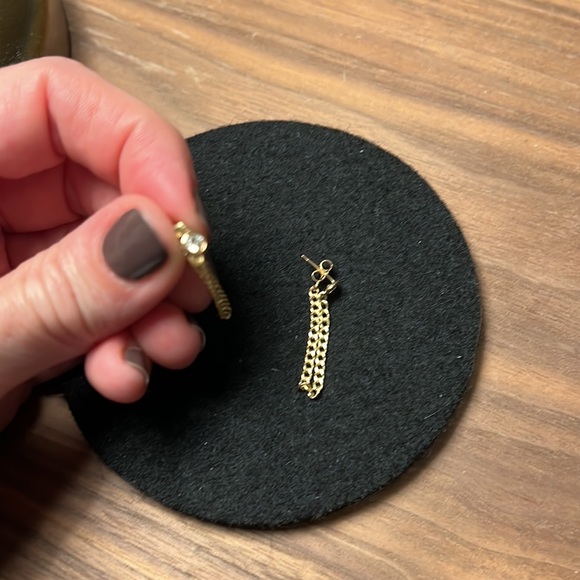 Babygold Cuban Link drop chain Diamond earrings - Picture 6 of 8